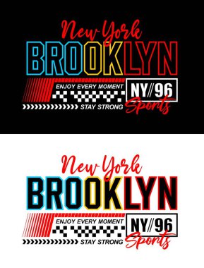 Brooklyn posteri, tişört, giysi, baskı, vektör illüstrasyonu