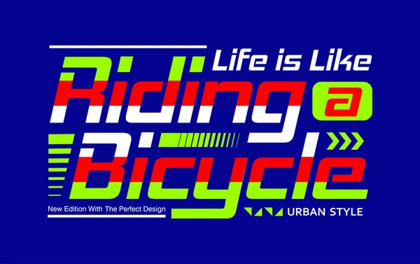 Vita Come Andare Bicicletta Slogan Sportivo Motivazionale — Vettoriale Stock