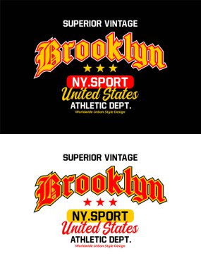 Brooklyn kolej takımı, grafik tasarımı, slogan tişörtü, vektör illüstrasyonu, tişört baskısı vs..