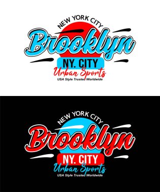 Brooklyn şehrinin klasik el yazısı yazı tipi, grafik tasarımı, slogan tişörtü, vektör illüstrasyonu, tişört baskısı vs..