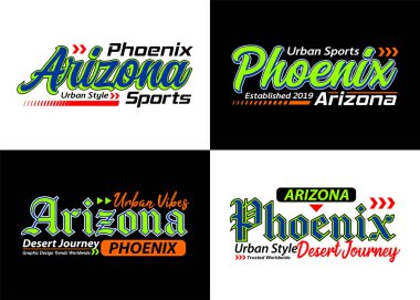 Arizona Phoenix şehir tarzı yazı tipi koleksiyonu, tişört, poster, etiket vs. için tipografi ayarlayın.
