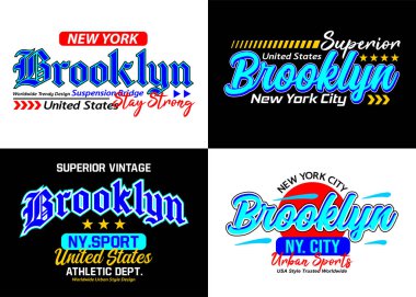 Brooklyn şehrinin yazı tipi koleksiyonunu, tişört, poster, etiket vs. için tipografi ayarlayın.