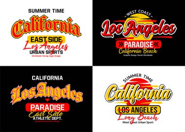 California Los Angeles şehir tarzı yazı tipi koleksiyonu, tişört, poster, etiket vs. için tipografi ayarla.
