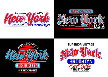Tişört, poster, etiket vs. için New York kentsel yazı tipi koleksiyonunu, tipografisini ayarla.