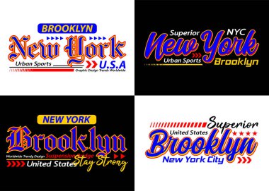 New York Brooklyn şehrinin yazı tipi koleksiyonunu, tişört için tipografiyi, posterleri, etiketleri vs. ayarla.