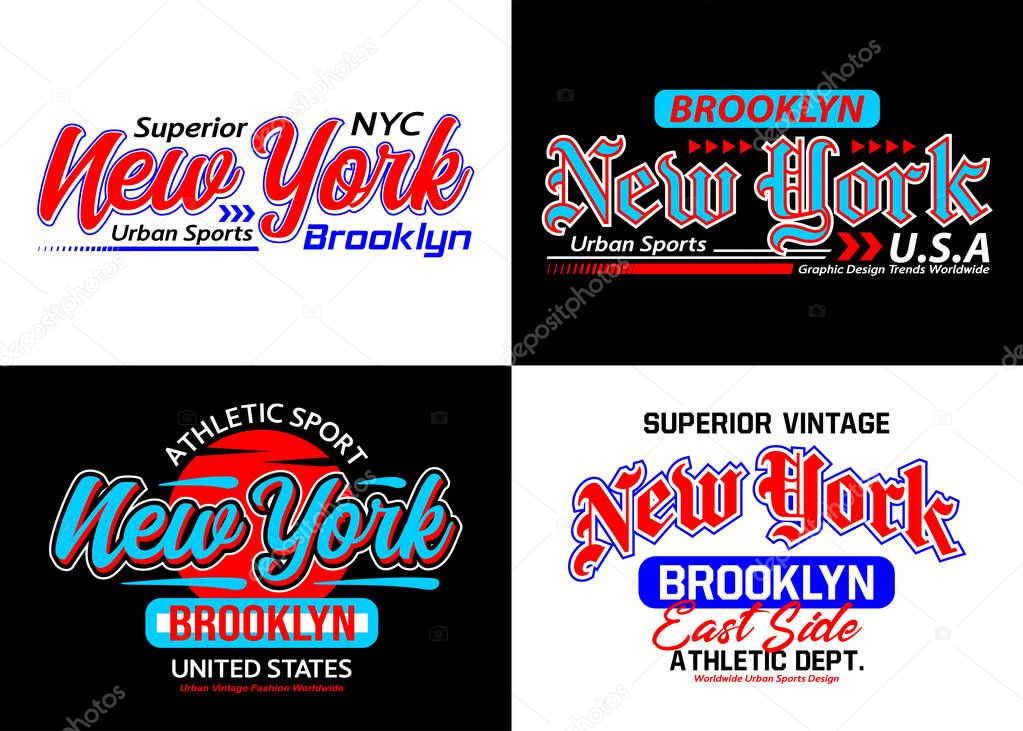 Set New York urban style typeface collection, typography for t-shirt, posters, labels, etc.