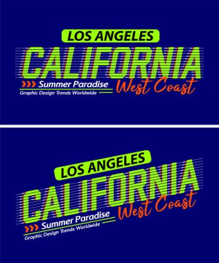Kaliforniya şehrinin klasik kentsel titreşimleri çizgili gölge yazı tipi, grafik tasarımı, slogan tişörtü, vektör illüstrasyonları, tişörtlerdeki baskılar vs..