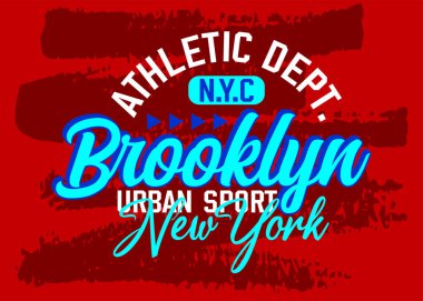  Brooklyn New York kentsel spor yazı tipi vintage kolej, grafik tasarım, slogan t-shirt, tipografi, vektör illüstrasyonu, tişörtlerdeki baskılar vs..