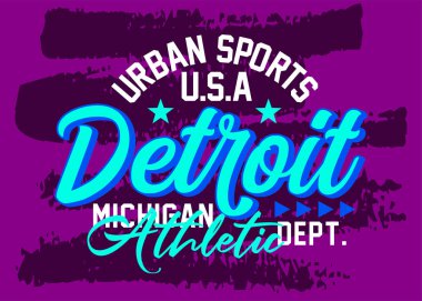 Detroit Michigan spor yazı tipi klasik kolej, grafik tasarımı, slogan tişörtü, tipografi, vektör illüstrasyonu, tişörtler vs..