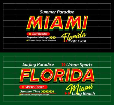 Florida Miami kentsel spor yazı tipi üst düzey vintage, grafik tasarım, slogan t-shirt, tipografi, vektör illüstrasyon, tişörtler vs..