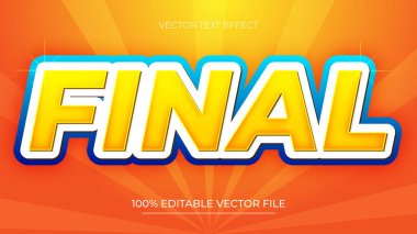 Son 3d Düzenlenebilir Metin Efekti Mavi ve Turuncu Şablon