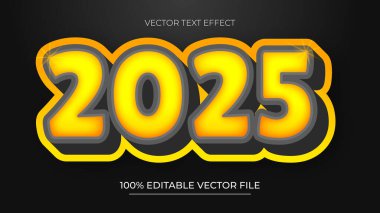 Düzenlenebilir metin efekti Kara Arkaplanlı Mutlu Yıllar 2025