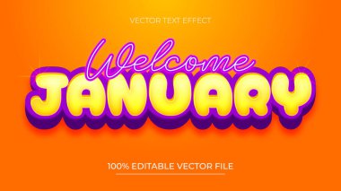 Ocak ayı metin efekti biçimi Düzenlenebilir metin efekti vektörüne hoşgeldiniz