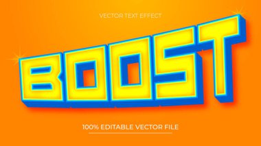 Çizgi film Oyunlarını Arttır 3 Boyutlu Düzenlenebilir Metin Efekti ile sarı ve mavi gradyan