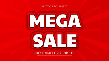 Kırmızı ve beyaz Mega Satış 3d düzenlenebilir yazı tipi efekti