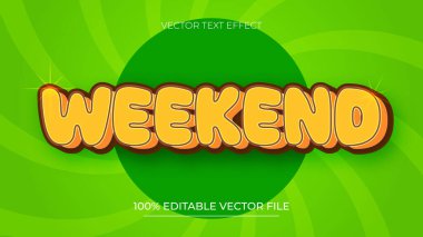 Hafta sonu Düzenlenebilir Metin Efekti 3 Boyutlu Kabartma Çizgi Film Biçimi