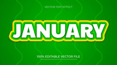 Yeşil renkte düzenlenebilir metin efekti Ocak ayındaki komik 3d metin efekti