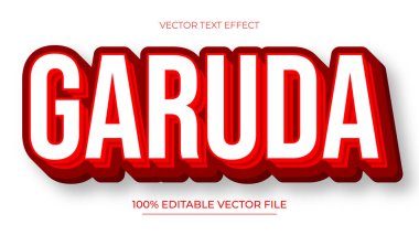 Modern tarzda Garuda Kırmızı ve Beyaz Düzenlenebilir metin efekti