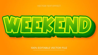 Hafta sonu metin efekti biçimi Düzenlenebilir metin efekti vektörü Yeşil ve Sarı Gradyan