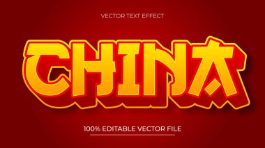 Kırmızı renkli Çince Düzenlenebilir Metin Efekti 3B Biçimi