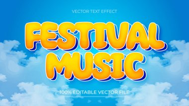 Festival Müzik Düzenlenebilir Metin Efekti Gökyüzü ve Bulut Arkaplanlı Çizgi Film Biçimi