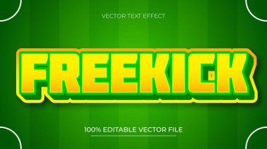Yeşil ve sarı renkli Freekick 3d düzenlenebilir metin efekti