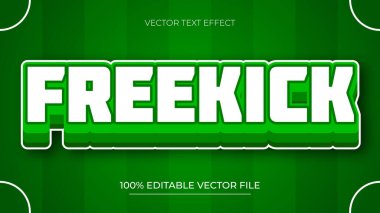 Yeşil ve beyaz renkli Freekick 3d düzenlenebilir metin efekti