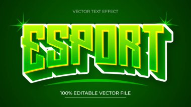 Esports 3B metin efekti ve açık yeşil neon renkli düzenlenebilir metin efekti
