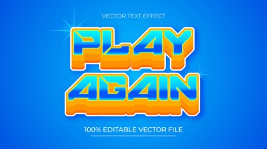 Oyun mavi ve turuncu gradyan için yeniden metin efekti 3d vektörünü oynat