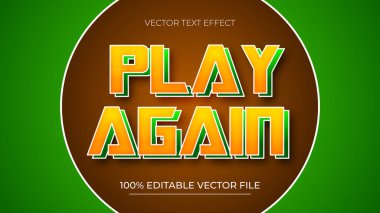 Oyun yeşil ve turuncu rengi için yeniden metin efekti 3d vektörünü oynat