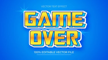 Oyun bitti Vektör Metin Efekti Düzenlenebilir Alfabe Oyuncu Mavi Oyuncu Oyun