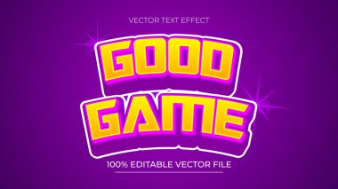 Gelecekteki oyunlarda İyi Oyun Düzenlenebilir metin efekti tarzı mor ve turuncu tema