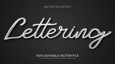 Düzenlenebilir metin efekti 3d gümüş metin vektörü illüstrasyonu