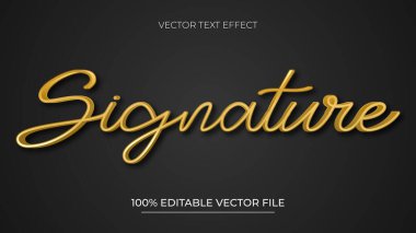 Düzenlenebilir metin efekti İmza 3d altın metin vektör illüstrasyonuName