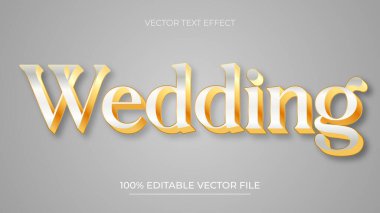 Düğün düzenlenebilir metin efekti lüks 3d vektör illüstrasyonu