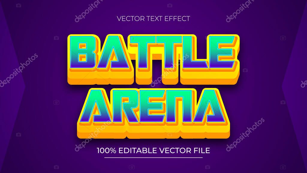 Battle Arena Video Game 3d Text Style Effect with blue and orange gradient