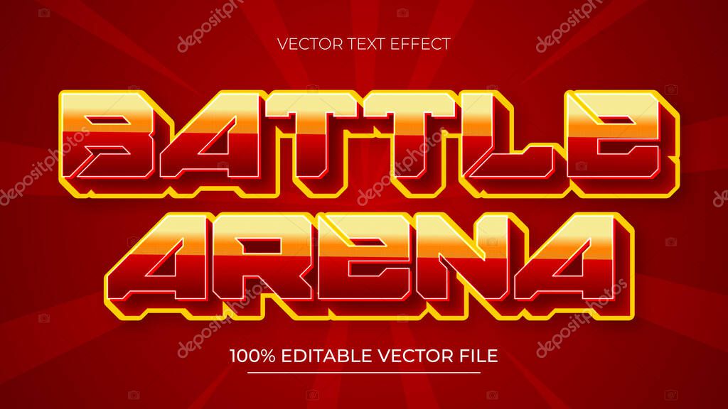Battle Arena Video Game 3d Text Style Effect with red and yellow gradient