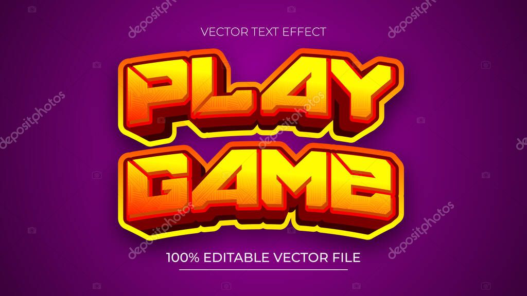 Play Game editable text effects with a red and yellow gradient