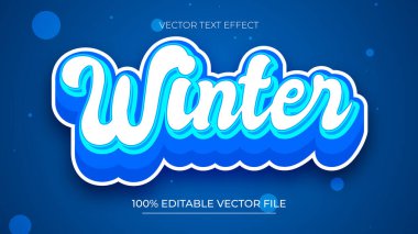Noel vektörü şablonu için kışın metin efekti yazı tipi düzenlenebilir 3d yazı tipi