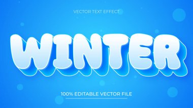 Noel vektörü şablonu için kışın metin efekti yazı tipi düzenlenebilir 3d yazı tipi