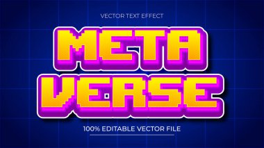 Renkli Metaverse Vektör Düzenlenebilir Metin Efekti Şablonu Piksel Yazıtipi Biçimi