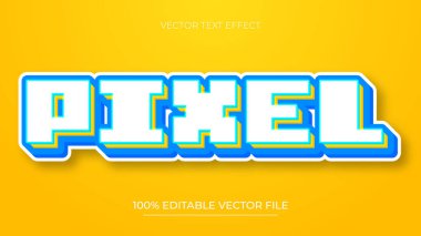 Modern eğilim stili Mavi ve Sarı Renkli Piksel düzenlenebilir metin efekti