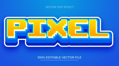 Modern eğilim stili Mavi ve Sarı Renkli Piksel düzenlenebilir metin efekti