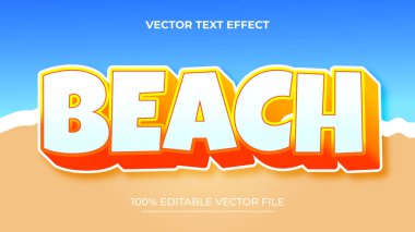 Düzenlenebilir metin efekti Summer Beach 3d şablon tarzı ve plaj arka planı