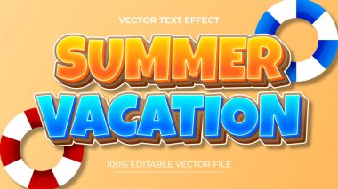 Düzenlenebilir metin efekti Yaz Tatili 3d şablon biçimi