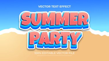 Yaz Partisi 3B Düzenlenebilir Metin Efekti