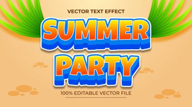 Yaz Partisi 3B Düzenlenebilir Metin Efekti
