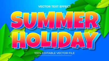 Düzenlenebilir metin efekti Yaz çizgi film şablonu 3d