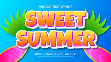 Yaz 3d düzenlenebilir metin efekti ve deniz manzarası arka planı