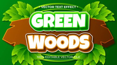 Green Woods düzenlenebilir metin efekti karikatür oyunu 3d tarzı